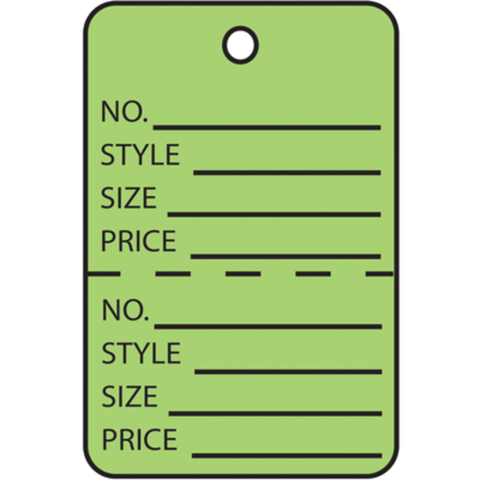 1 3/4 x 2 7/8in. Green Perforated Garment T 1000/CS, Model# G26015